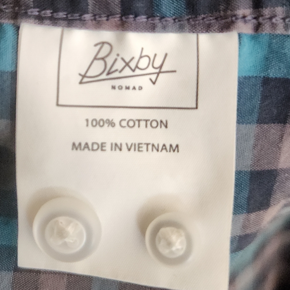 Bixby Nomad Gingham Slim Button Up Size Medium Tall - Picture 5 of 6